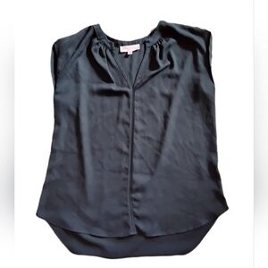 Philosophy Blouse Top Black V-Neck Sleeveless Petite Medium Women's